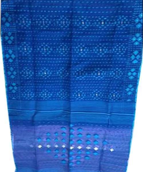 Royal Blue Silk Saree With Woven In Sequence & Jamdani Motifs – Thearyavart