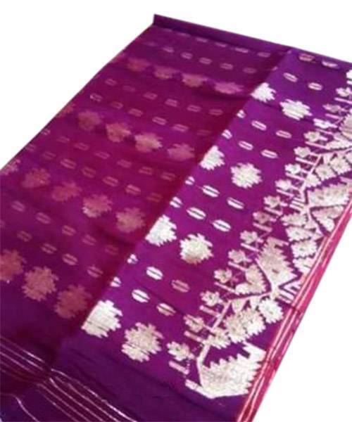 Dark Purple Jamdani Saree For Women