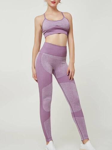 Antibacterial Sports Bra And Yoga Pants Set-Pink