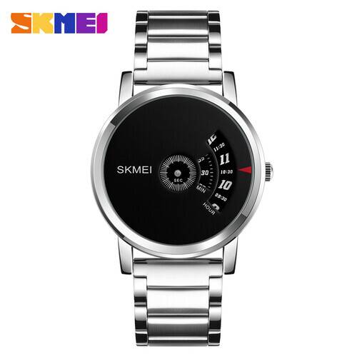 SKMEI 1260 Silver Stainless Steel Analog Watch For Men - Black & Silver