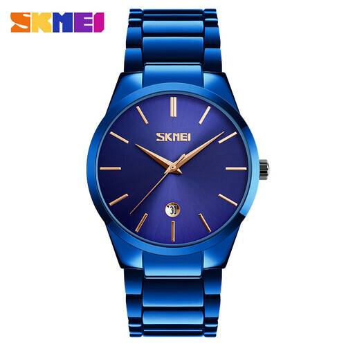SKMEI 9140 Royal Blue Stainless Steel Analog Luxury Watch For Men - Royal Blue