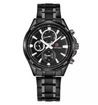 NAVIFORCE NF9089 Black Stainless Steel Chronograph Watch For Men - Black