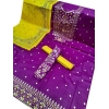 Afsana Printed Comfortable Cotton Three Piece For Women -Dark Purple