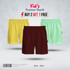 Fabrilife Kids Premium Shorts Comboo-Yellow, Red Wine, Aqua