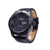 Artificial Leather Analog Watch for Men - Black