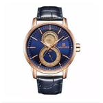 NAVIFORCE NF3005 Navy Blue PU Leather Chronograph Watch For Men - RoseGold & Navy Blue