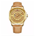 NAVIFORCE NF9151 - Brown PU Leather Analog Watch for Men - Golden & Brown