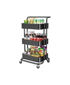 4 Rack Kitchen Trolly (Black)(Square)