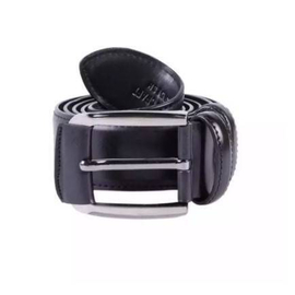 Black Leather Casual Belt for Men