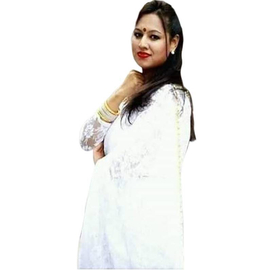 White Soft Net Saree For Women