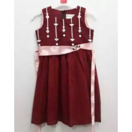 Cotton Frock For Girls-Maroon(0-24 months)