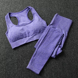 Antibacterial Sports Bra and Leggings/Pant Set- Purple, Size: M, 4 image