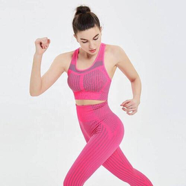 Antibacterial Sport Bra And Yoga Pant Set- Magenta, Size: S, 2 image