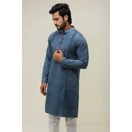 Navy Blue Fashionable Cotton Panjabi For Men