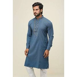 Sky Blue Fashionable Cotton Panjabi For Men