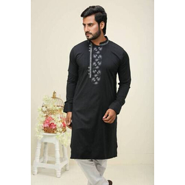 Dark Gray Fashionable Cotton Panjabi For Men