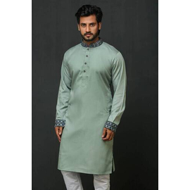Lime Green Fashionable Cotton Panjabi For Men