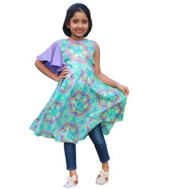 Multi Color Printed Vexi Voil Fabric Girls Cotton Frock(13-14 Years)