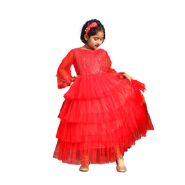 Red colour samu silk Baby Dress 3-6 Years