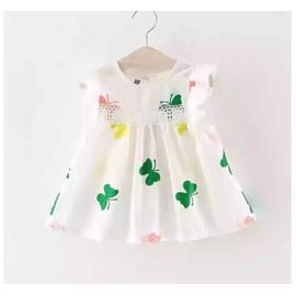 White Butterfly Mixed Cotton Baby Dress