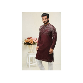 Maroon Fashionable Cotton Panjabi For Men