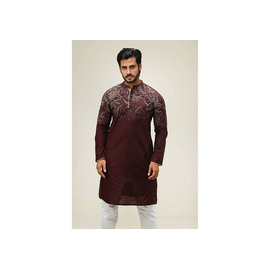 Maroon Fashionable Cotton Panjabi For Men