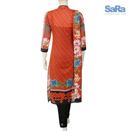 SaRa Ladies Lawn 3 pcs Brown print