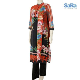 SaRa Ladies Lawn 3 pcs Brown print