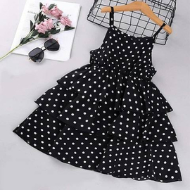 Baby Fashionable Dress (Black and White Dot)- '4' to '6' Year's