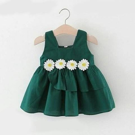 Baby Fashionable Dress (Bottle Green)- '4' to '6' Year's