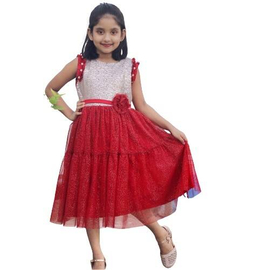 Girls Red Party Frock 9-12Y
