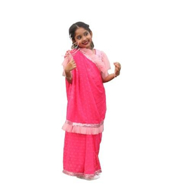 Girls Pink Sharee with Blouse 7-10 Years