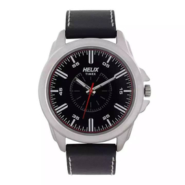 Helix Black Leather Analog Watch for Men - TW032HG01