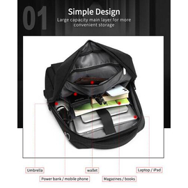 NAVIFORCE B6809 Fashion Casual Men's Backpacks Large Capacity Business Travel USB Charging Bag - Gray, 3 image