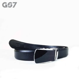 B74. GS7 Men's Luxarious Premium Genuine Leather Auto Lock Buckle Black Belt, 2 image