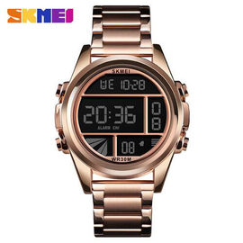SKMEI 1448 RoseGold Stainless Steel Digital Watch For Men - RoseGold