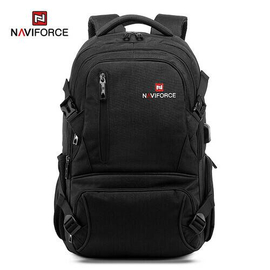 NAVIFORCE B6806 Fashion Business Backpacks Men Style High Quality PU Waterproof Travel Bag - Black