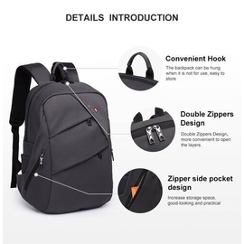 NAVIFORCE B6804 School Bag 16 inch Laptop USB Rucksack Anti Theft Men Backbag Travel - Gray, 2 image