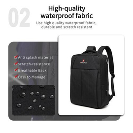 NAVIFORCE B6810 Fashion Casual Men's Backpacks Large Capacity Business Travel USB Charging Bag - Black, 4 image