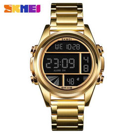 SKMEI 1448 Golden Stainless Steel Digital Watch For Men - Golden