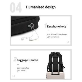 NAVIFORCE B6810 Fashion Casual Men's Backpacks Large Capacity Business Travel USB Charging Bag - Black, 6 image