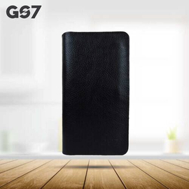 GS7 Slim Black Leather Long Wallet