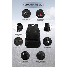 NAVIFORCE B6806 Fashion Business Backpacks Men Style High Quality PU Waterproof Travel Bag - Black, 9 image
