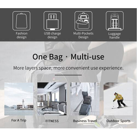 NAVIFORCE B6808 Fashion Casual Men's Backpacks Large Capacity Business Travel USB Charging Bag - Gray, 15 image
