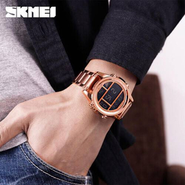 SKMEI 1448 RoseGold Stainless Steel Digital Watch For Men - RoseGold, 5 image