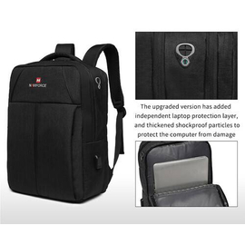 NAVIFORCE B6810 Fashion Casual Men's Backpacks Large Capacity Business Travel USB Charging Bag - Black, 9 image