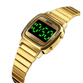 SKMEI 1543 Golden Stainless Steel LED Digital Watch For Women - Golden, 3 image