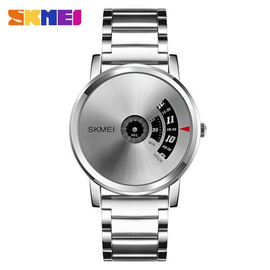 SKMEI 1260 Silver Stainless Steel Analog Watch For Men - White & Silver