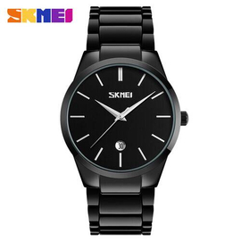 SKMEI 9140 Black Stainless Steel Analog Luxury Watch For Men - Black