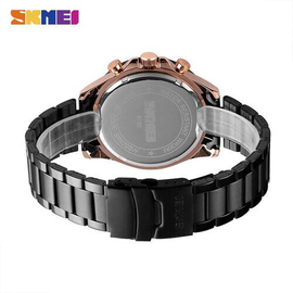 SKMEI 9192 Black Stainless Steel Chronograph Sport Watch For Men - RoseGold & Black, 7 image